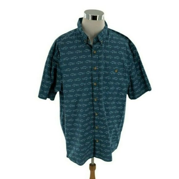 Duluth Trading Co Other - Duluth Trading Co Shirts Mens 2XL Tall Outdoor Fish Print Button Down Pocket Top